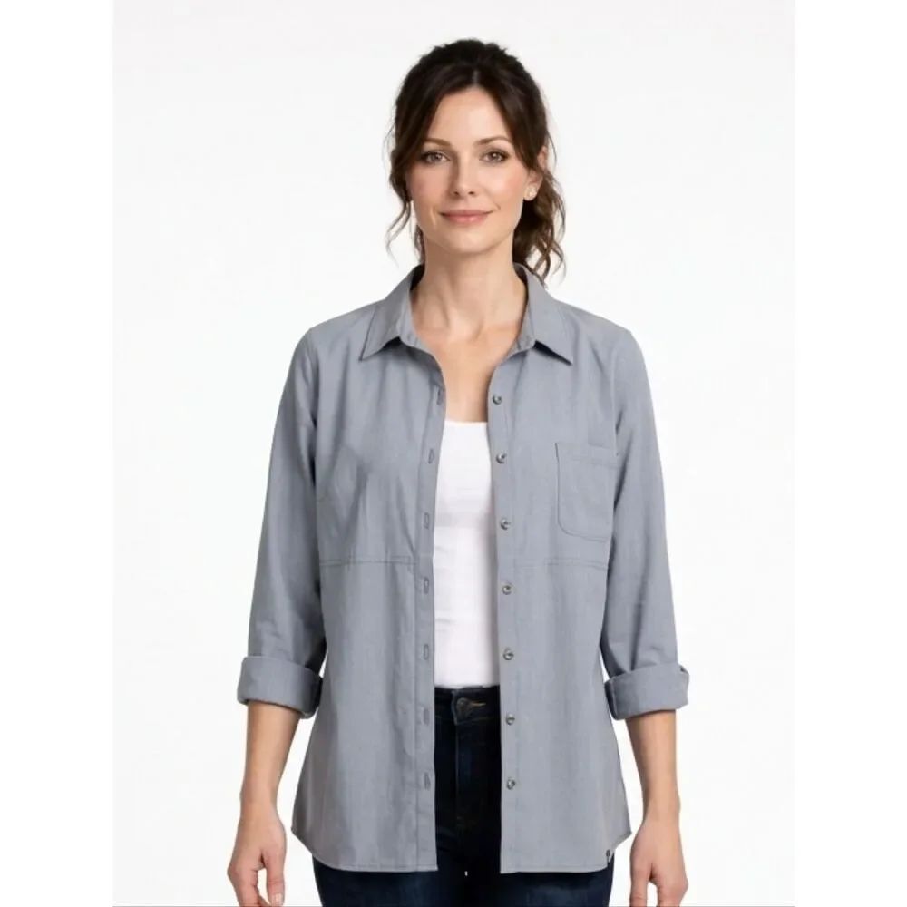 The North Face Stevie Gray Woven Button Down Tunic Shirt  Size L